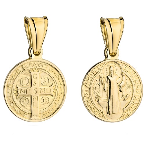 Złoty Medalik Święty Benedykt Okrągły Duży pr. 585.jpg