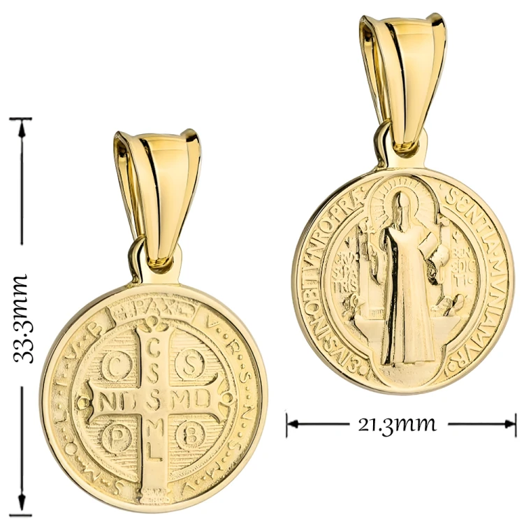 Złoty Medalik Święty Benedykt Okrągły Duży pr. 585.jpg