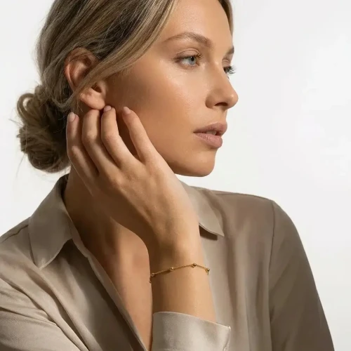 Bransoletka Srebrna Pozłacana z Kuleczkami – Srebro Próby 925.webp