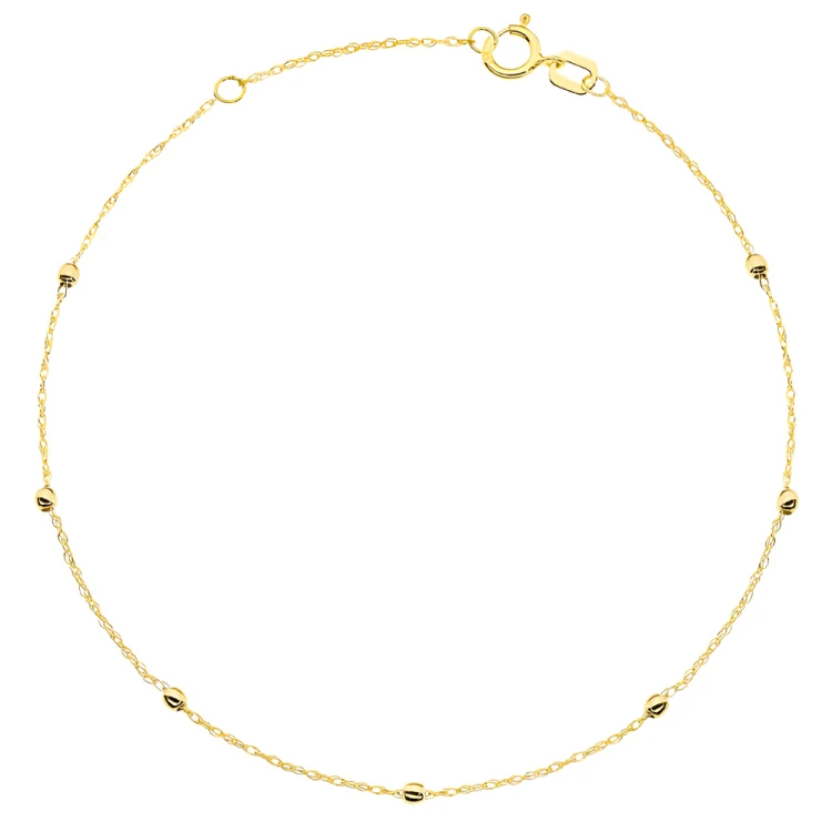 Bransoletka Złota 585 z Gładkimi Kuleczkami – Elegancka Damska Bransoletka ze Złota 14K.jpg