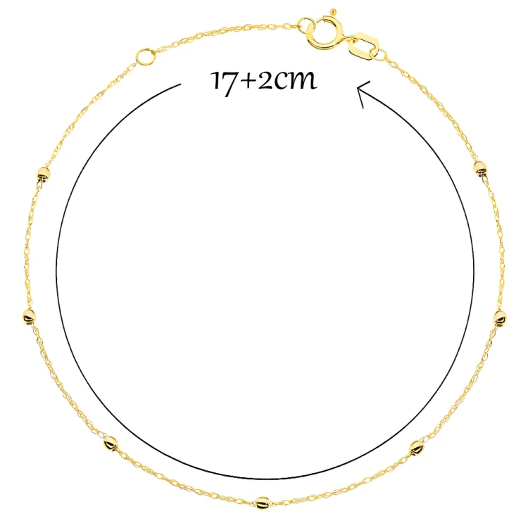 Bransoletka Złota 585 z Gładkimi Kuleczkami – Elegancka Damska Bransoletka ze Złota 14K.jpg