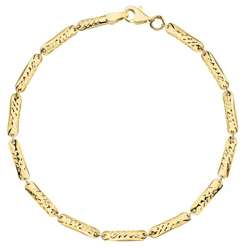 Bransoletka Złota 585 z Diamentowanymi Dmuchanymi Prostokątami – Elegancka Bransoletka ze Złota.jpg