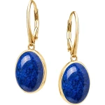 Kolczyki srebrne 925 pozłacane 24K z naturalnym lapis lazuli – owalne kolczyki damskie