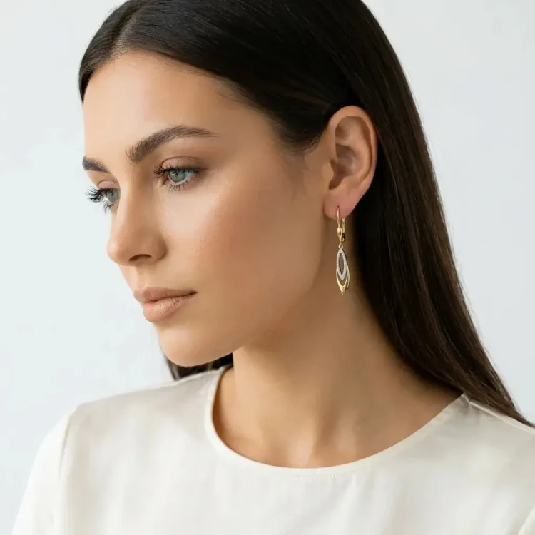 Wiszące kolczyki owale – eleganckie połączenie złota i srebra