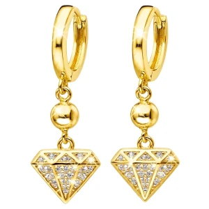 Kolczyki Srebrne 925 Pozłacane 24K Diament z Cyrkoniami