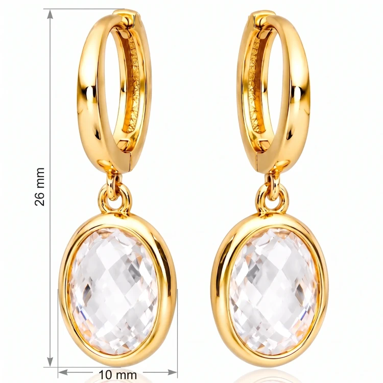 Luksusowe Kolczyki Srebrne 925 Pozłacane Złotem z Kryształami Crystal