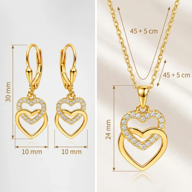 Elegancki komplet srebrny 925 pozłacany 24K na prezent dla kobiety