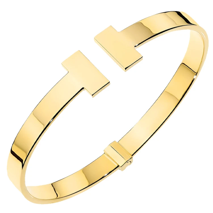 Bransoletka Złota Sztywna 585 z Prostokątami – Elegancka Damska Bransoleta 14K.jpg