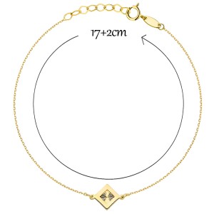 Bransoletka złota 585 z diamentowanym rombem w gładkiej oprawie – damska biżuteria 14K.jpg