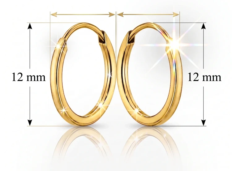 Kolczyki złote 585 kółka 12 mm z zapięciem zatrzaskowym