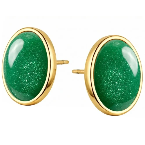Kolczyki srebrne 925 pozłacane 24K z naturalnym awenturynem.webp