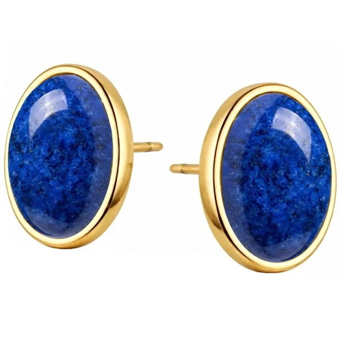 Kolczyki srebrne 925 pozłacane 24K z naturalnym lapis lazuli.webp