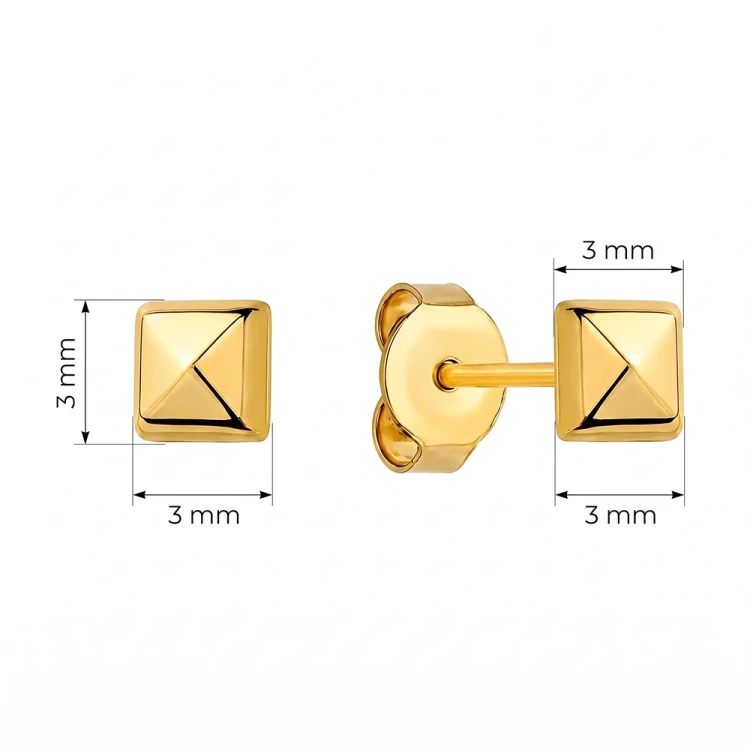 Geometryczne kolczyki złote 585 małe sztyfty