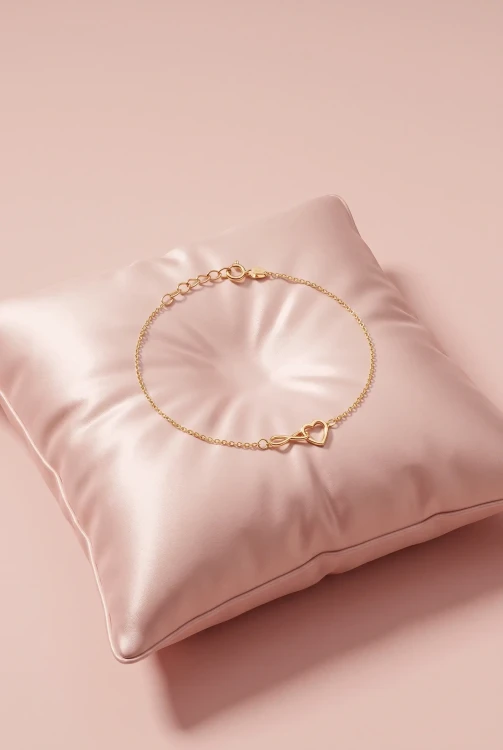 Złota bransoletka 14K serce nieskończoność 17+2 cm