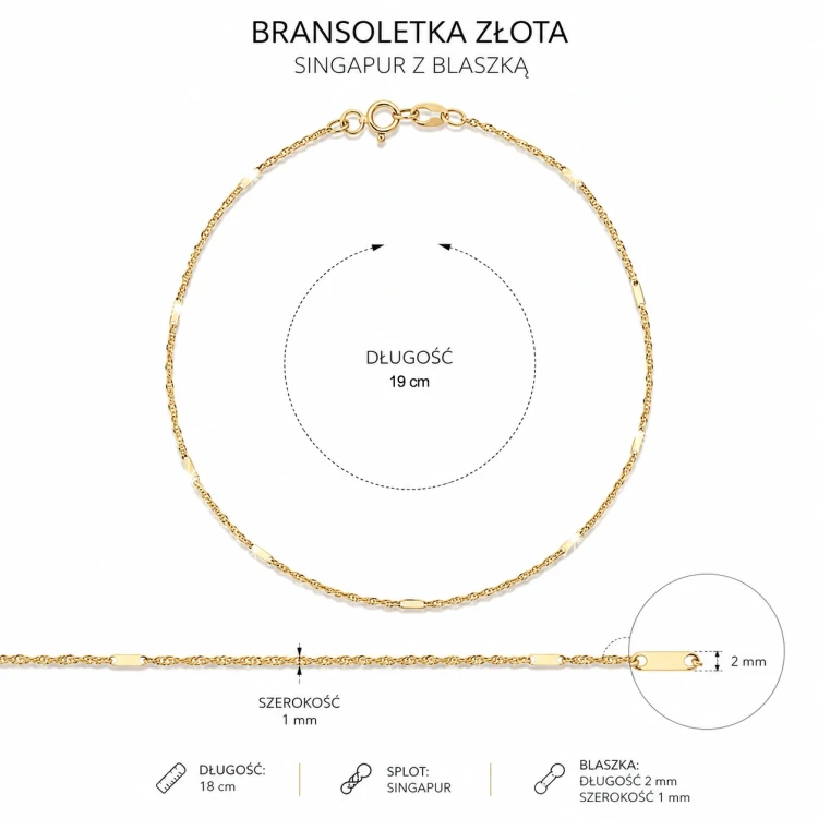 Diamentowana bransoletka złota 585 dla kobiety
