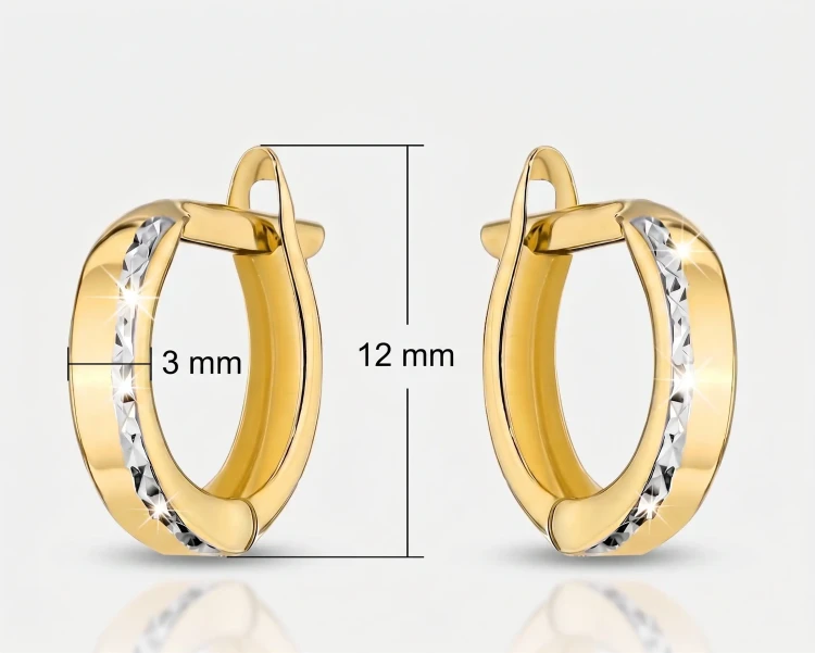 Małe kolczyki złote 585 bez kamieni 12 × 3 mm