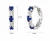 Srebrne kolczyki kółka huggie 925 z szafirowymi kamieniami i cyrkoniami z podanymi wymiarami: 12 mm x 13 mm x 3 mm.webp