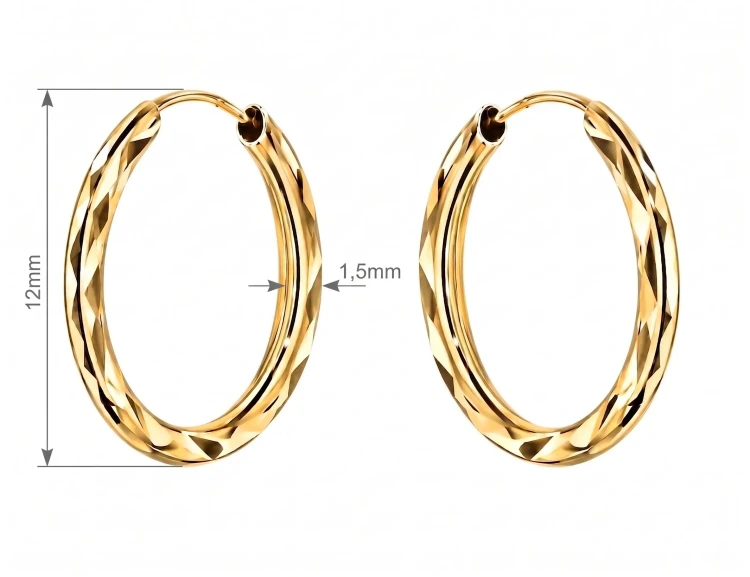 Małe złote kolczyki kółka 585 – średnica 12 mm
