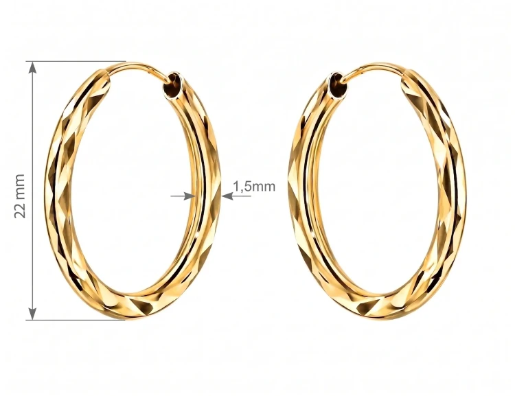 Kolczyki koła z żółtego złota 585 – szerokość 22 mm