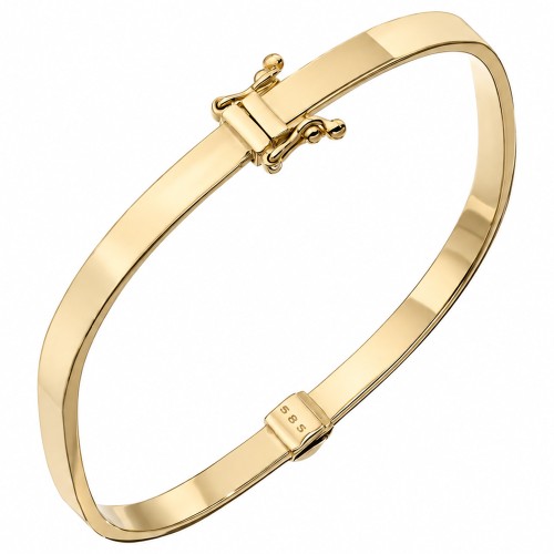 Sztywna bransoletka złota 585 o prostokątnym profilujpg