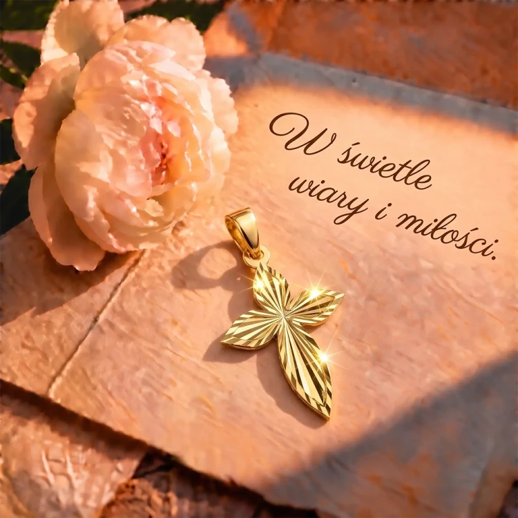 Zawieszka krzyżyk złoto 585 diamentowana.webp