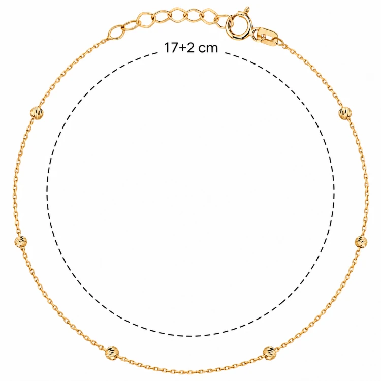 Złote kuleczki z diamentowanym zdobieniem w bransoletce 585.png