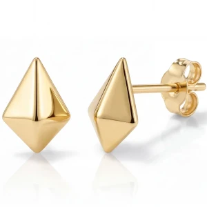 Kolczyki złote 585 geometryczne romby na sztyft 9,10 mm