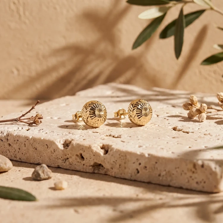 Kolczyki z żółtego złota 14K diamentowane