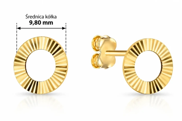 Eleganckie złote kolczyki 585 geometryczne ringi