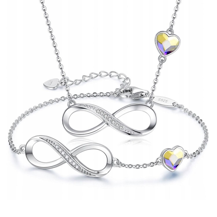 Srebrny Komplet Bransoletka Naszyjnik Srebro 925 Prezent na Urodziny Imieniny