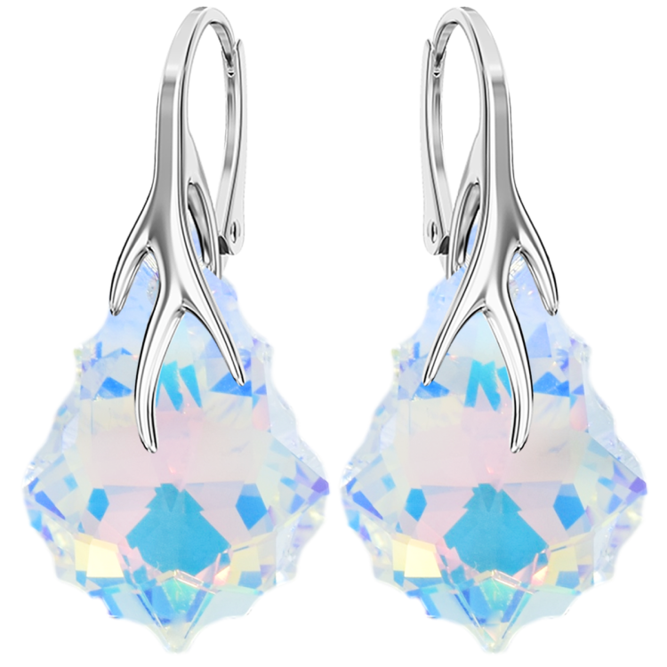 Srebrne Damskie Kolczyki BAROQUE z Markowymi Kryształami Prezent na Dzień Matki - Crystal AB - Srebro 925 .png