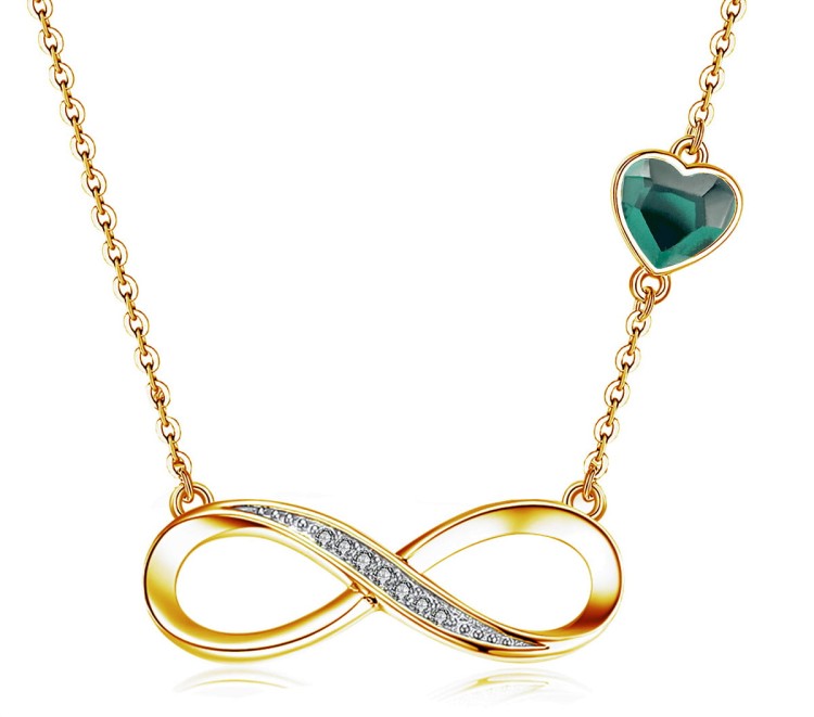 Złoty Naszyjnik Infinity Serce - Srebro 925 - Pozłacane 24K - Emerald - (45cm) - Prezent na Imieniny.jpg